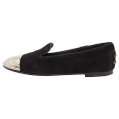 Tod's Schwarz/Gold Wildleder & Pailletten verschönert Slip On Smoking Slippers Größe 37,5