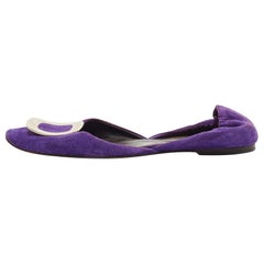 Roger Vivier Ballerine in pelle scamosciata viola con fibbia Taglia 38