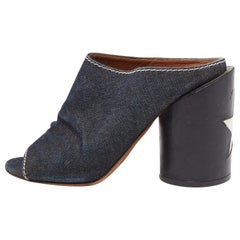 Givenchy Negro/Azul Marino Denim y Cuero Slide Talla 36.5