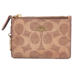 Coach Beige/Brown Signature Coated Canvas and Leather Zip Skinny ID Case