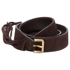 Burberry Dark Brown Suede Tassel Waist Buckle Belt 100CM