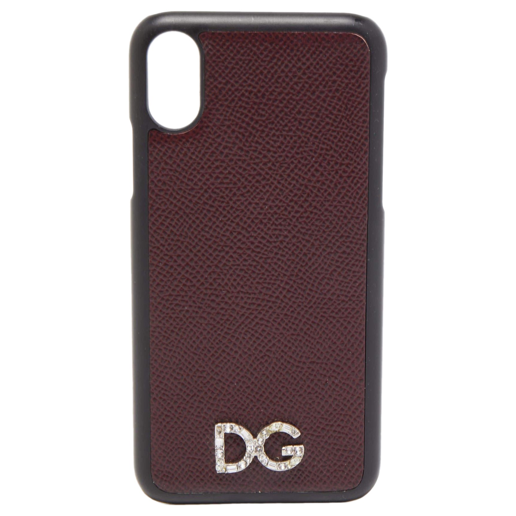 Funda de piel Dolce & Gabbana burdeos/negro para iPhone X