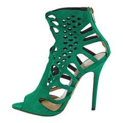 Jimmy Choo Sandalias recortadas de ante verde talla 38.5