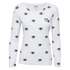 Kenzo - Maglietta a maniche lunghe in cotone con stampa a occhi bianchi M. T. I.