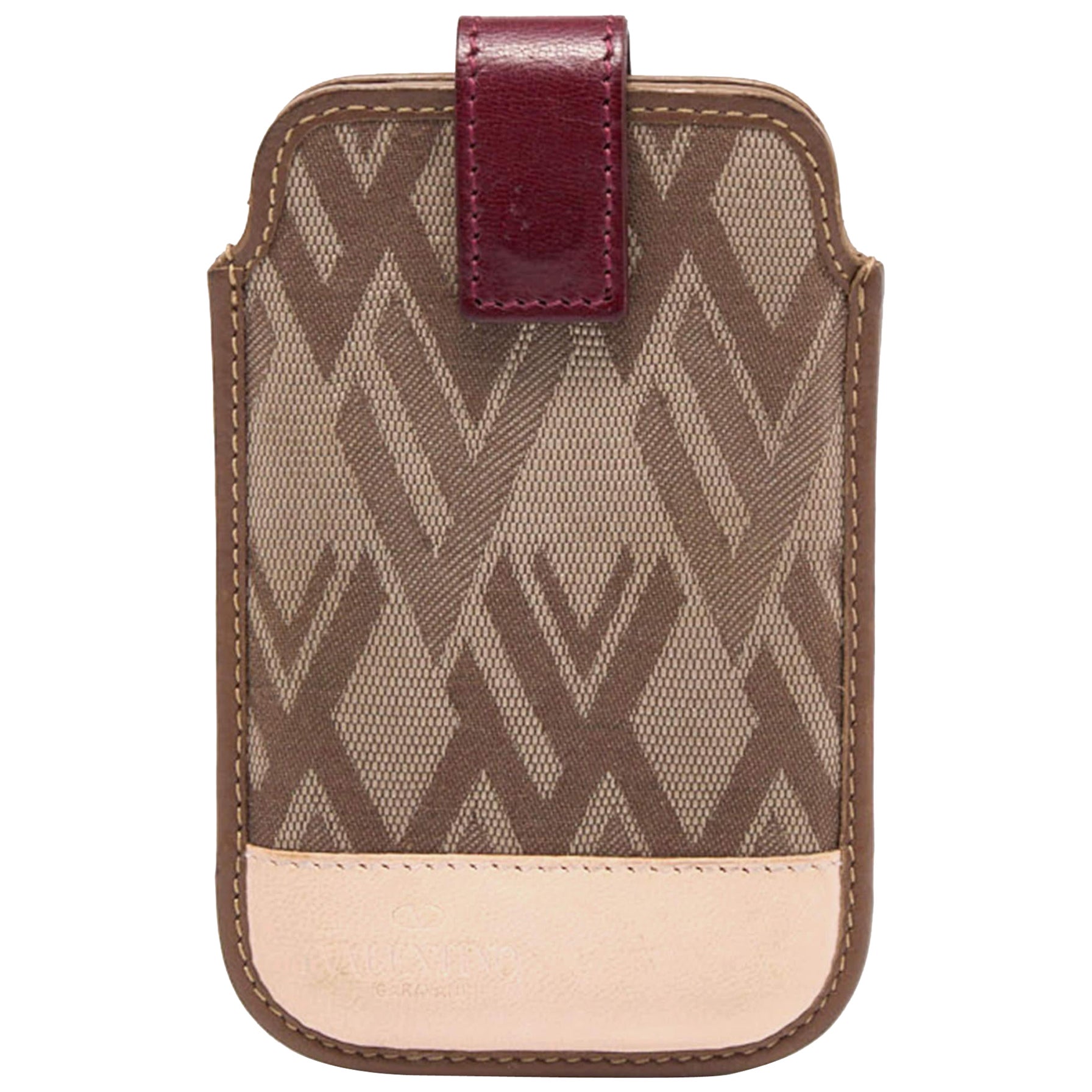 Valentino Tricolor V Print Fabric and Leather Flap Phone Cover For Sale