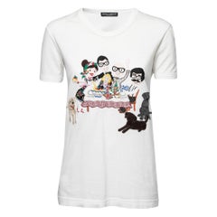 Dolce & Gabbana White Cotton Family Patched T-Shirt XS