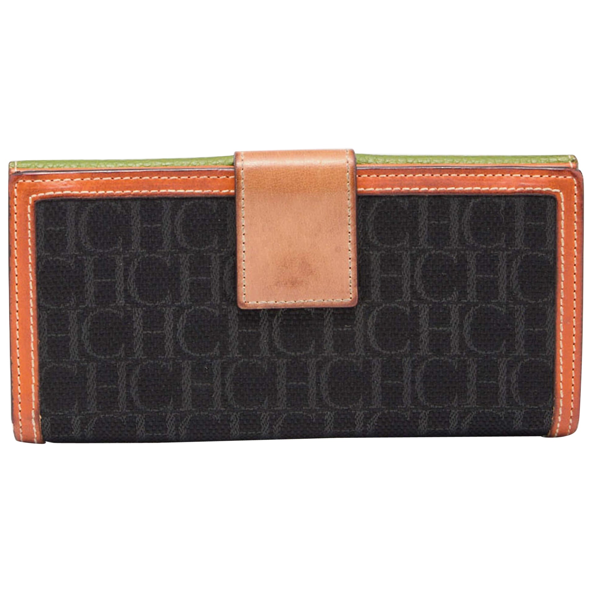 Portafoglio continentale in tela e pelle Monogram multicolore CH Carolina Herrera