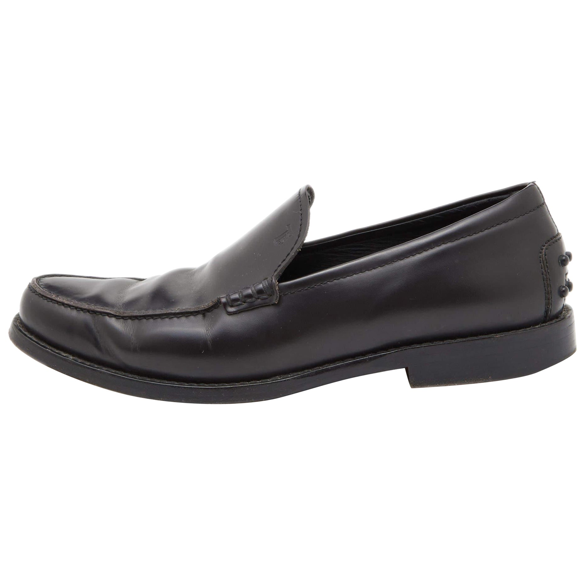 Tod's Dark Brown Leather Slip On Loafers Size 41 For Sale