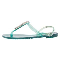 Casadei Sandalias planas Slingback de caucho verde talla 37