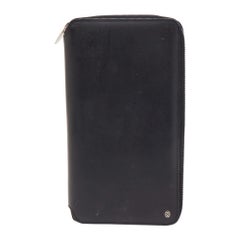 Cartier Black Leather Zip Around Organizer Clutch