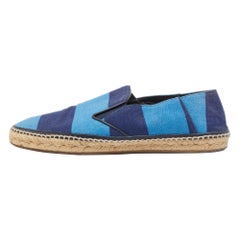 Burberry, appartamenti in tela blu con espadrillas, misura 42,5