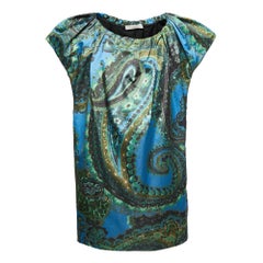 Stella McCartney Mehrfarbiges Midikleid aus bedrucktem Satin mit Paisleymuster M
