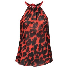 Moschino Cheap and Chic Red Printed Silk Halter Neck Top S