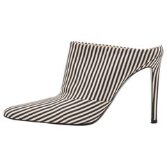 Altuzarra Black/White Fabric Striped Mules Size 38.5
