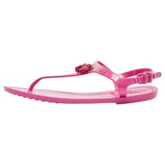 Tod's Sandalias planas de goma rosa con borlas y tachuelas talla 38