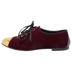 Giuseppe Zanotti Burgundy Velvet Lace Up Loafers Size 37