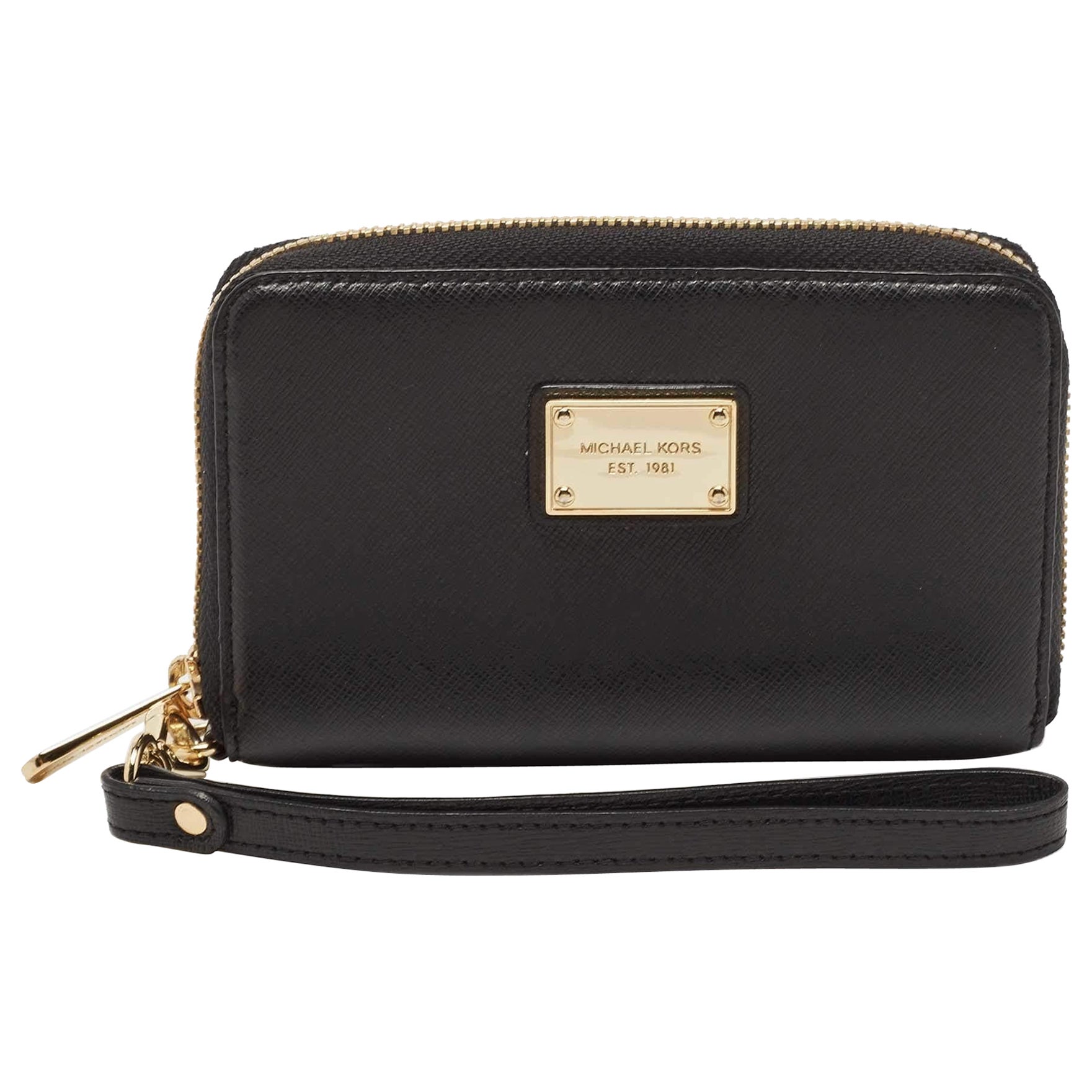 Michael Kors Portefeuille compact Jet Set en cuir Saffiano noir