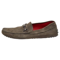 Tods Mocassins Gommino à double T gris nubuck taille 43