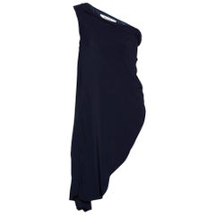 Badgley Mischka Navy Blue Embellished Detail Jersey Draped Mini Dress XS