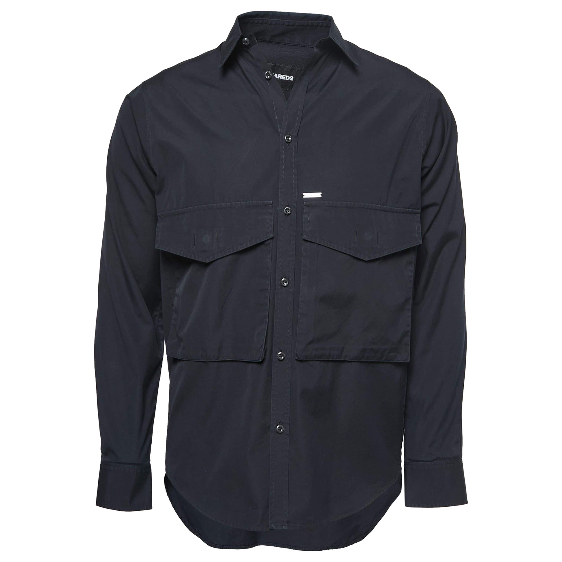 Dsquared2 Black Cotton Pocket Detailed Button Front Shirt XS For Sale