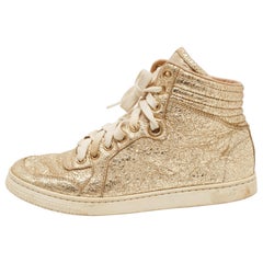 Gucci Gold Leather High Top Sneakers Size 35