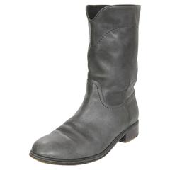 Chanel Grey Leather Calf-High Boots sz 41 5
