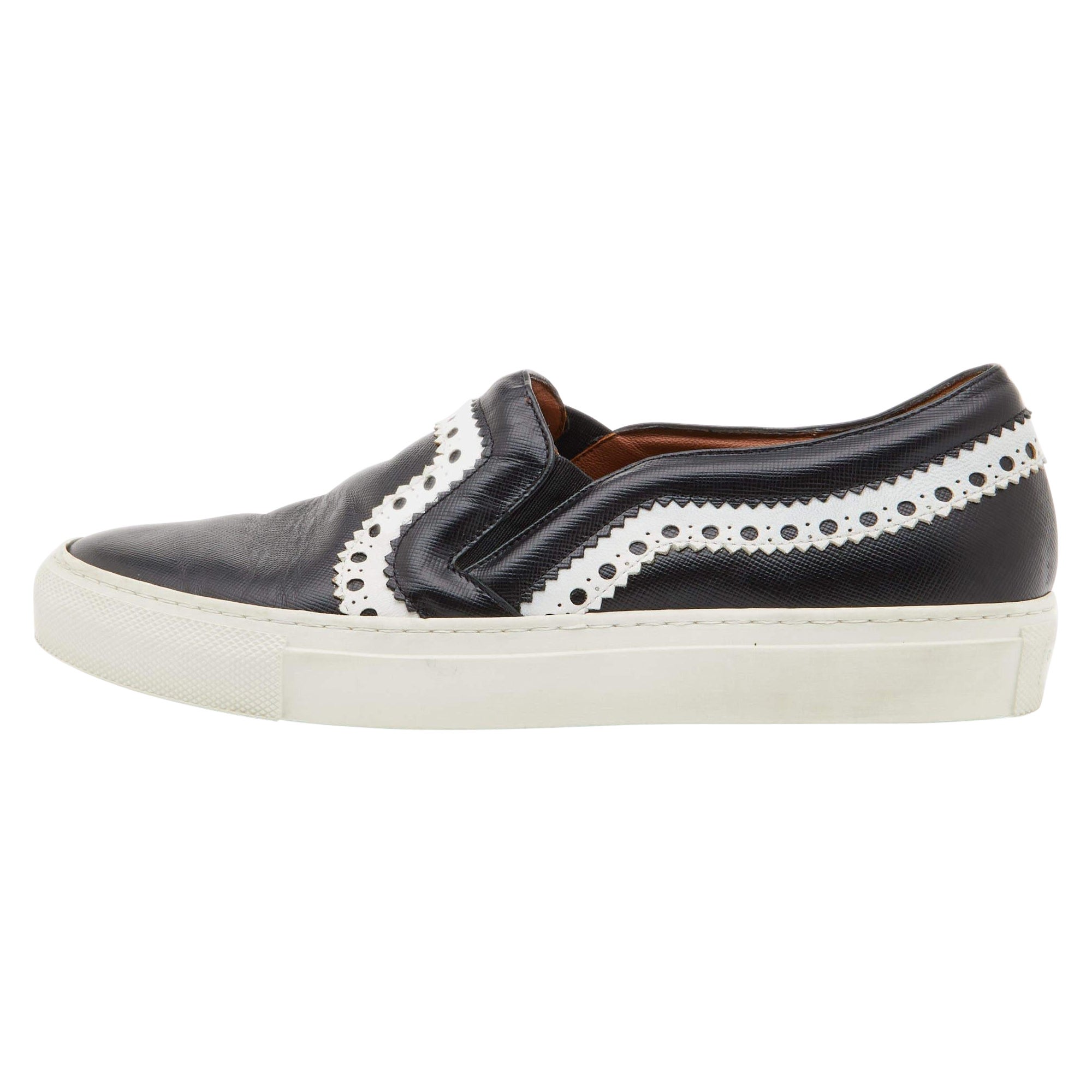 Givenchy Black/White Leather Slip On Sneakers Size 36 For Sale
