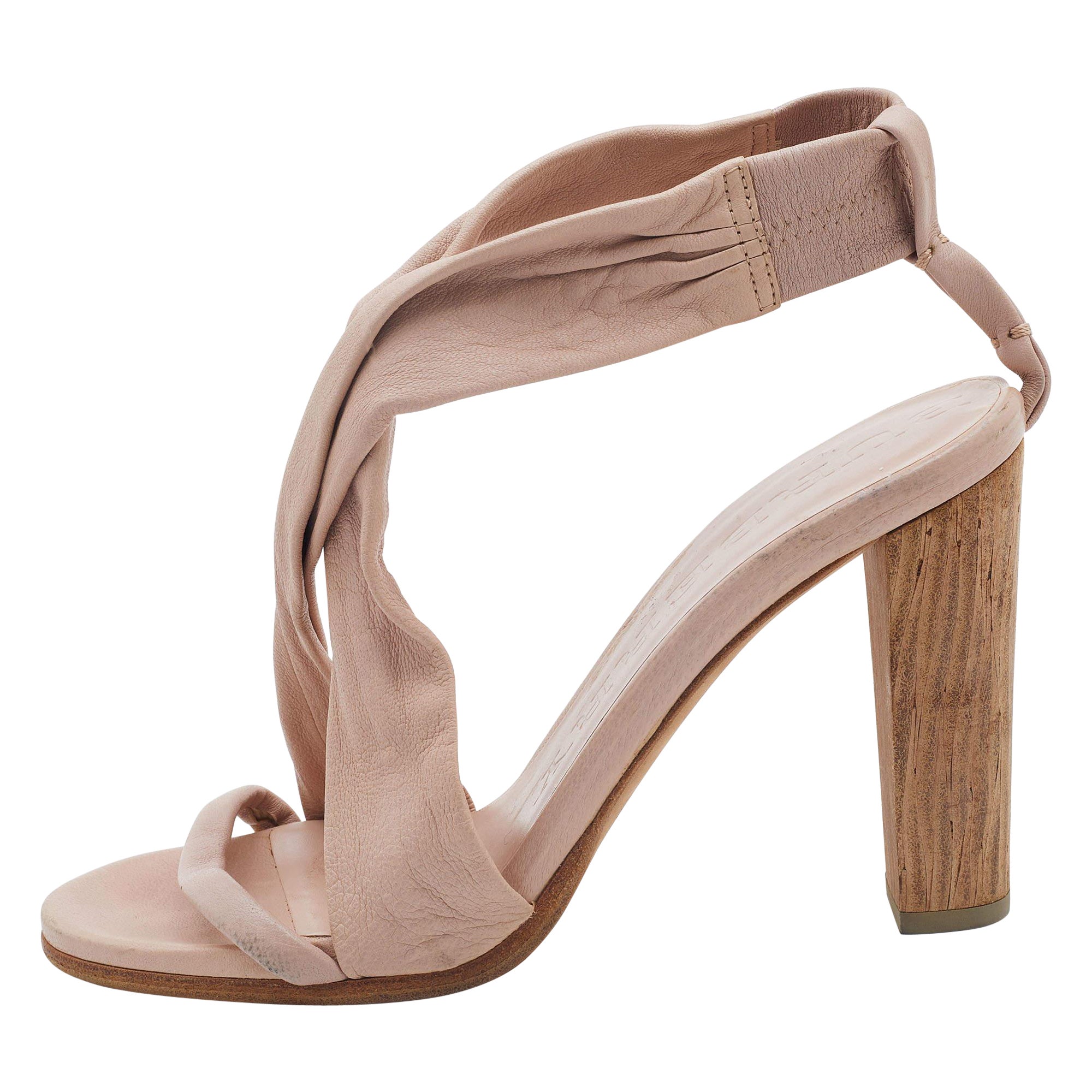 Burberry Pink Leather Criss Cross Slingback Sandals Size 39 For Sale