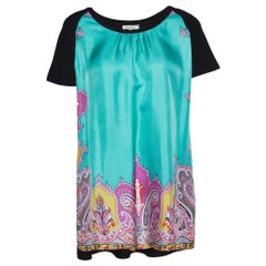 Etro Black Cotton Knit & Printed Silk Top L
