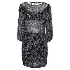 Ganni Vestito corto Belleville in crepe a pois nero L