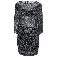 Ganni Vestito corto Belleville in crepe a pois nero XL