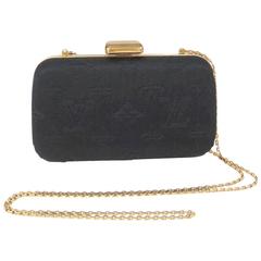 Louis Vuitton Limited Edition Black Logo Gold Chain Shoulder Clutch Bag