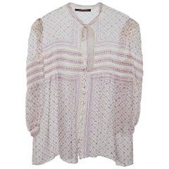 Roberto Cavalli White Floral Printed Silk Top M