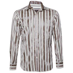 Etro - Chemise en coton mélangé à rayures blanches S