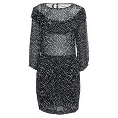 Ganni Vestito corto Belleville in crepe a pois nero L