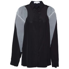 Stella McCartney Schwarzes Hemd aus Seide mit Kontrastdetails und Knopfleiste vorne S