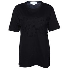 Comme des Garcons Black Floral Applique Cotton Knit T-Shirt M