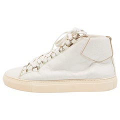 Balenciaga White Leather Arena High Top Sneakers Size 40