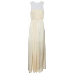 Stella McCartney Maxivestido sin mangas de seda y encaje color crema M