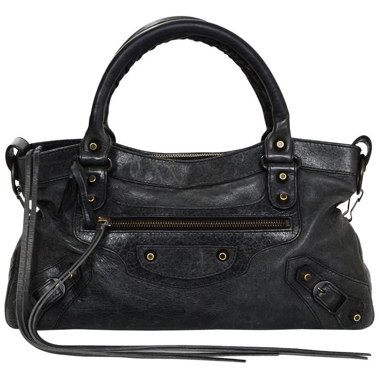 Balenciaga Charcoal Distressed Leather Classic First City Moto Bag For Sale  at 1stDibs | balenciaga first city bag, balenciaga classic first bag