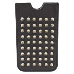 Burberry Black Spike Studded Leather Phone Pouch