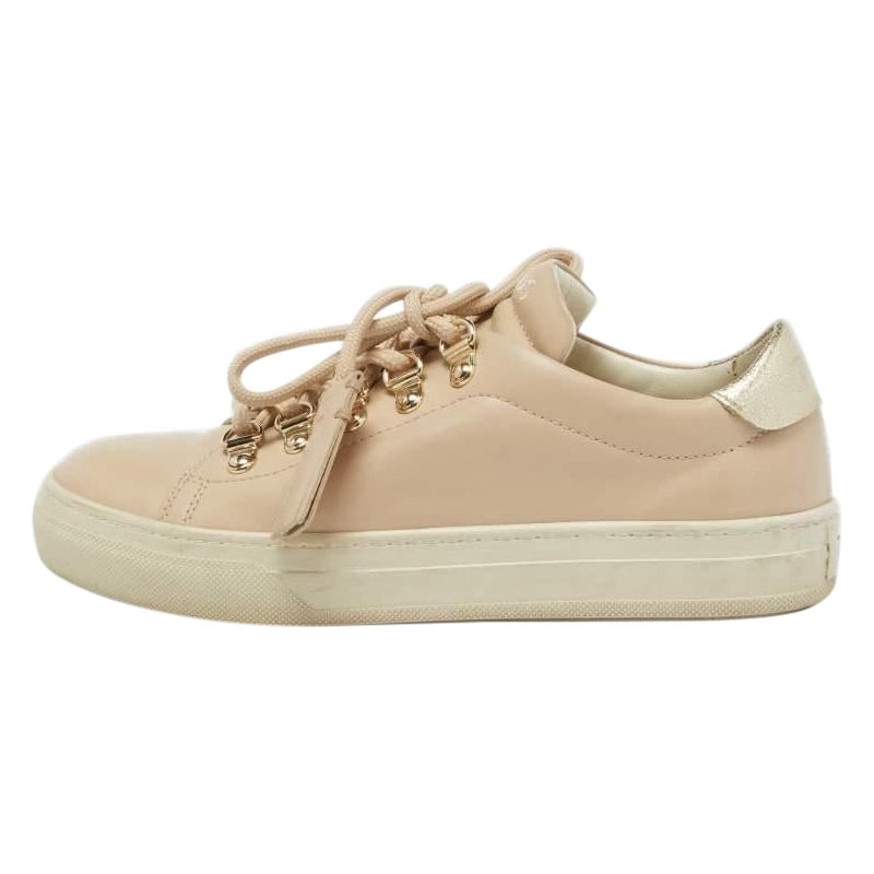 Tod's Pink Leather Low Top Sneakers Size 35 For Sale