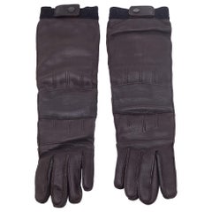 Marni Dark Brown Leather Long Gloves
