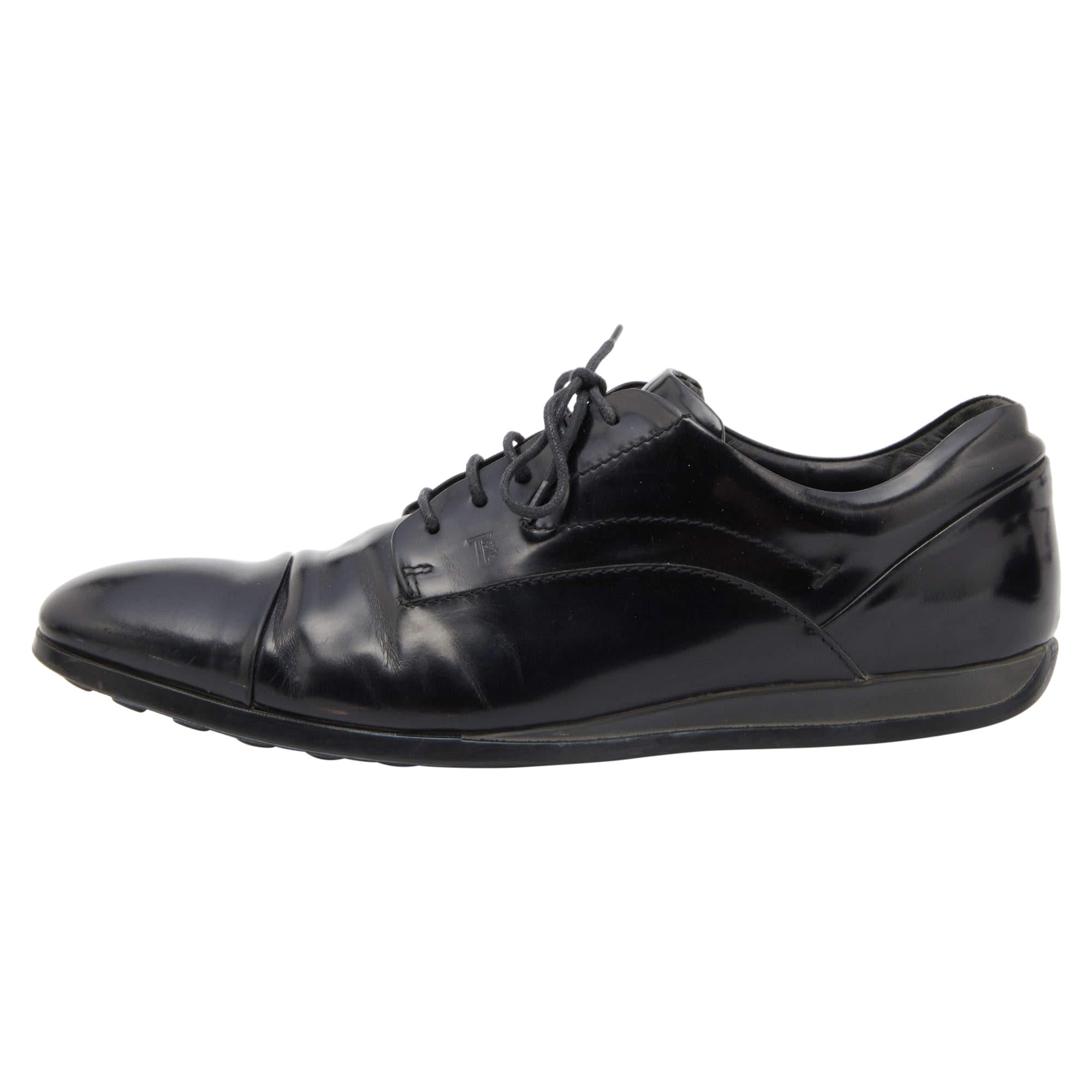 Tod's Black Leather Lace Up Derby Size 41.5 For Sale