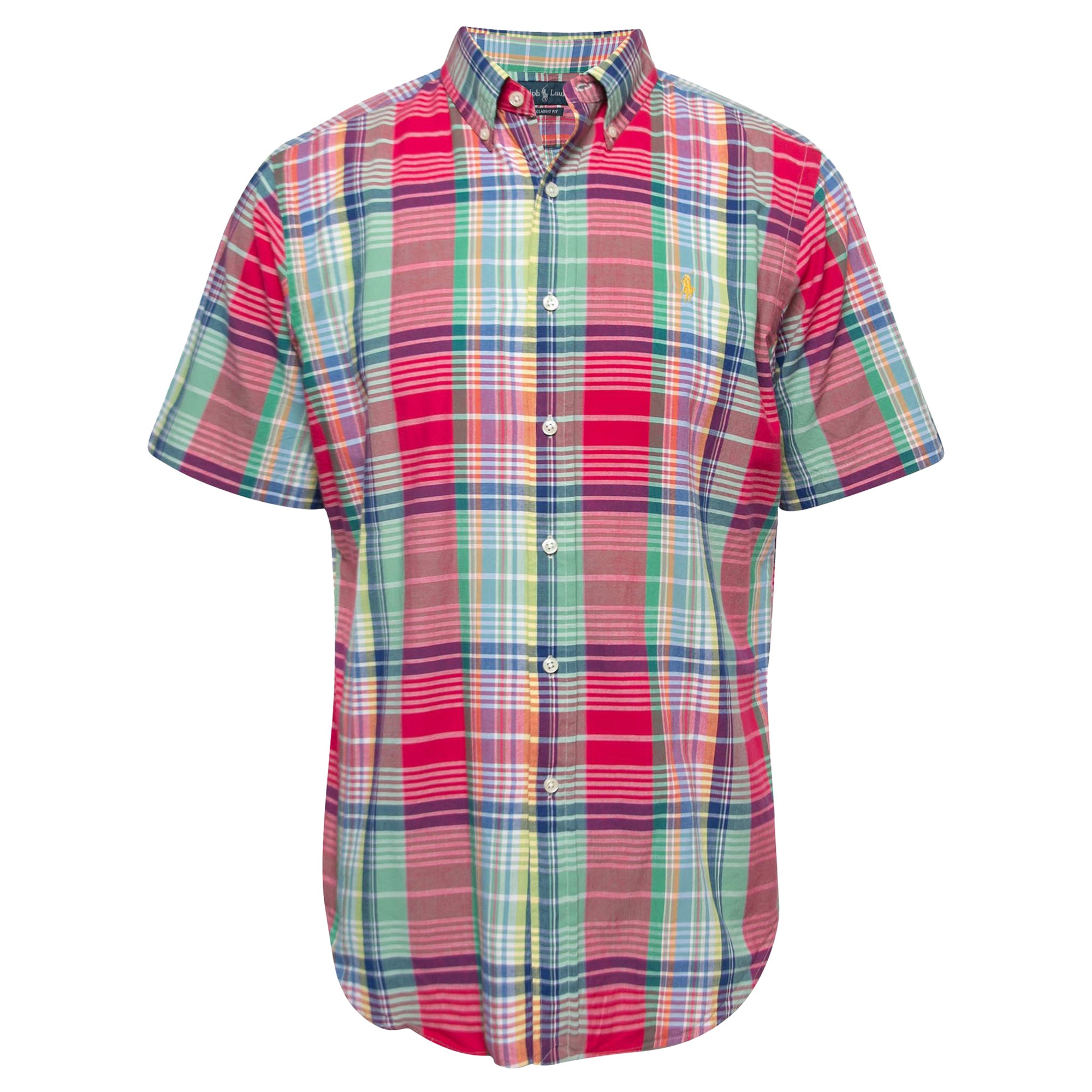 Ralph Lauren - Camicia a maniche corte in cotone a fantasia multicolore M.