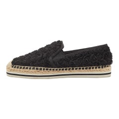 Tory Burch Black Fabric Floral Espadrille Flats Size 36