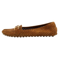 Louis Vuitton - Mocassini Oxford in pelle scamosciata traforata marrone - misura 37,5