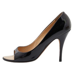Giuseppe Zanotti Black Patent Leather Open Toe Pumps Size 40
