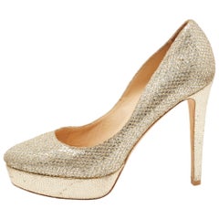 Jimmy Choo Silver/Oro in tessuto lurex con piattaforma Fabrice Taglia 39