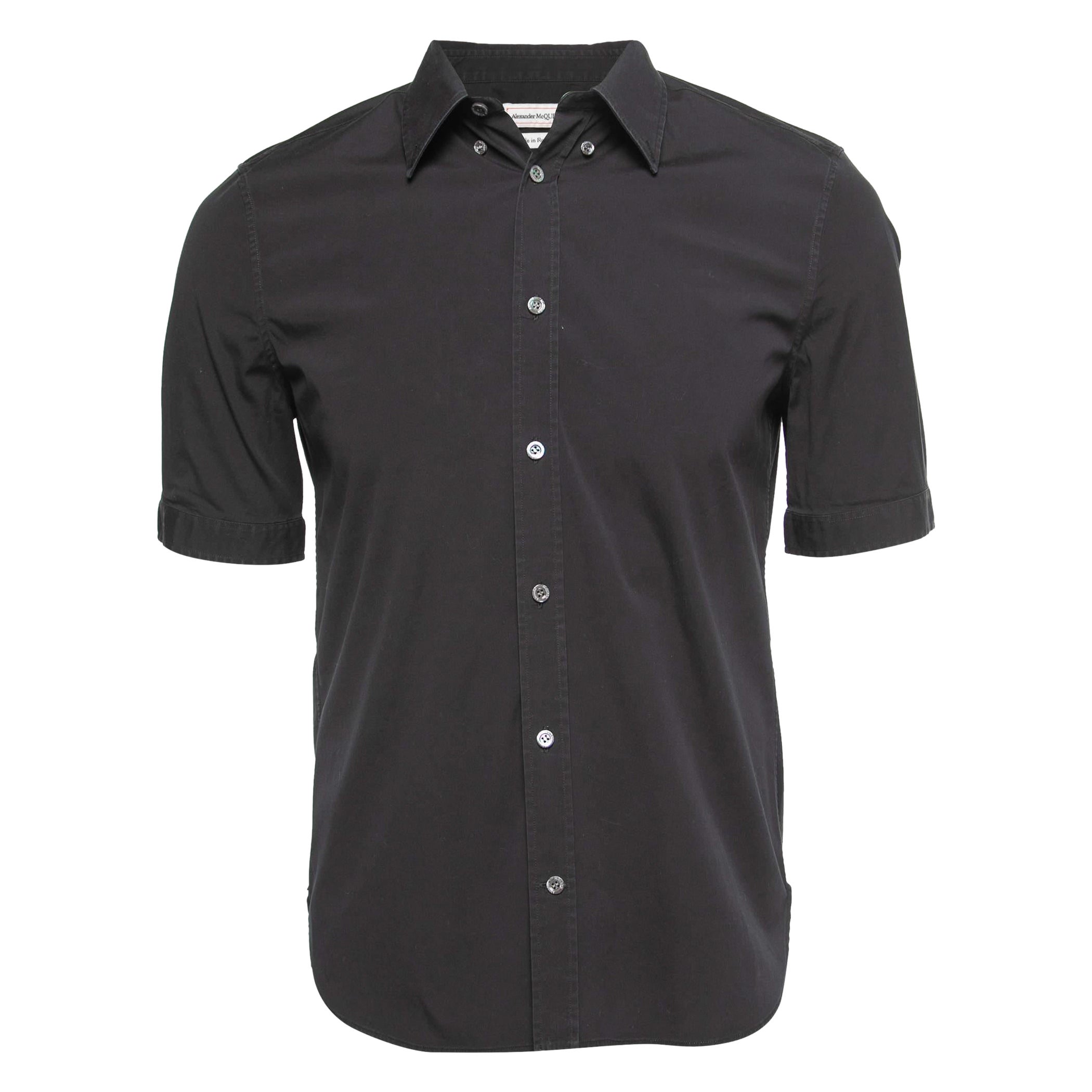 Alexander McQueen Chemise à demi-manches en coton noir XS